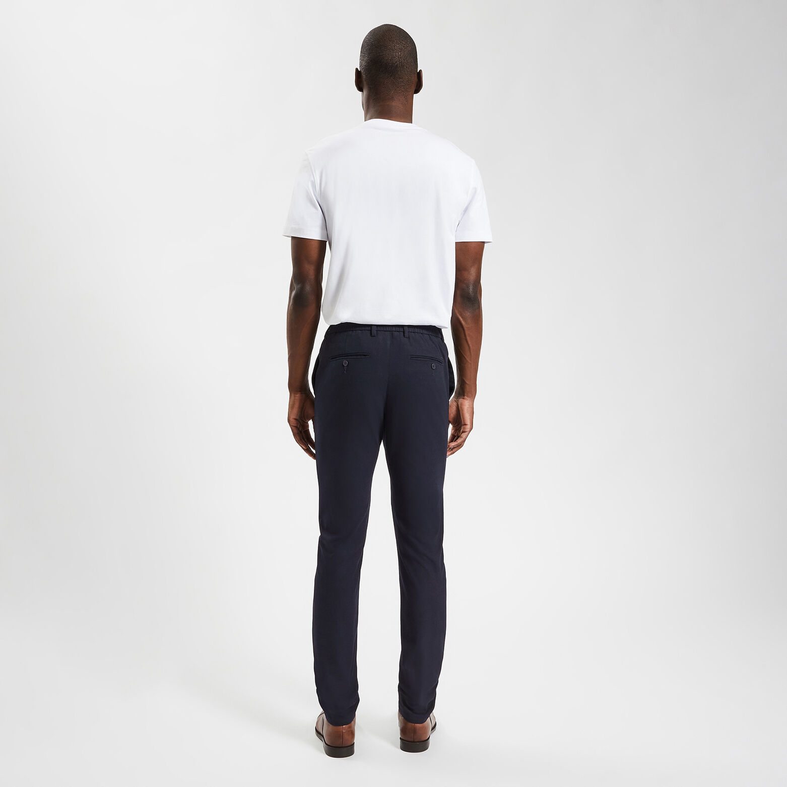 Pantalon slim chino bi stretch taille élastiquée Bleu foncé