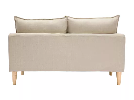 Canapé scandinave 2 places en tissu beige et bois clair KATE