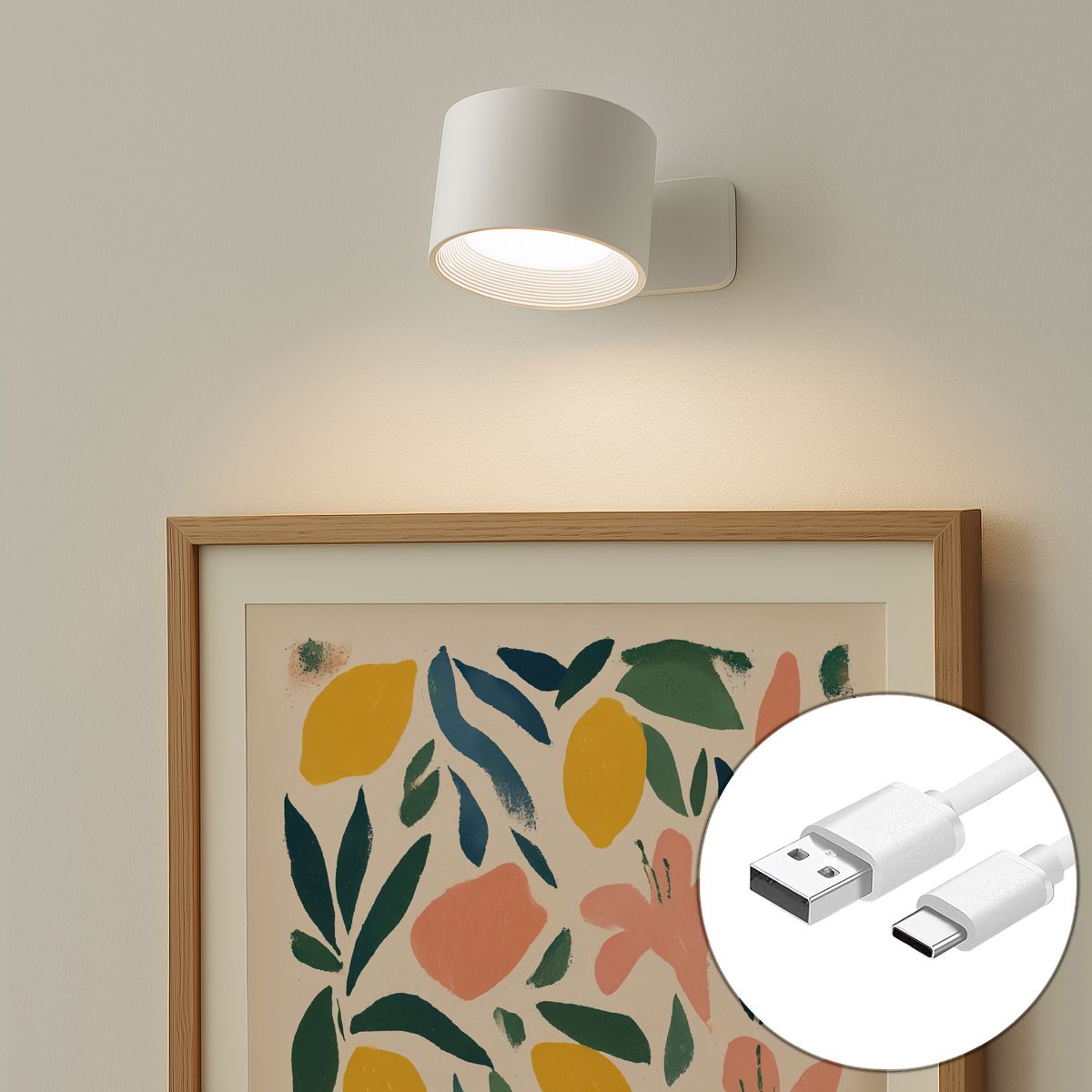 Moderne wand- en plafondlamp wit incl. LED oplaadbaar - Bright
