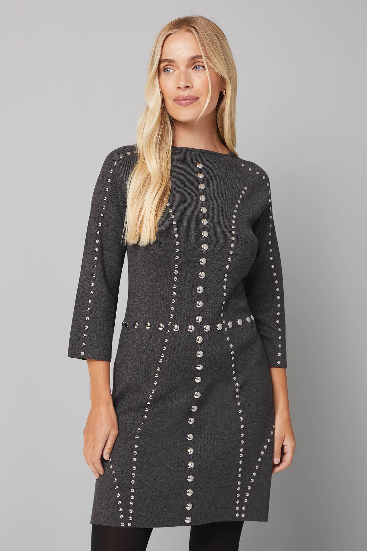 Wallis Robe synthétiquell Courte à Clous