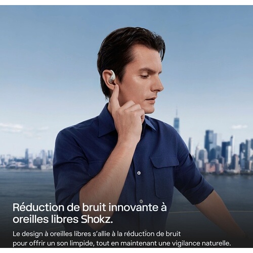 Ecouteurs Shokz sans fil à conduction aérienne True Wireless OpenFit Pro avec réduction de bruit Blanc