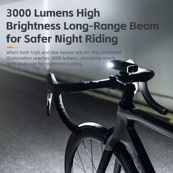 RockBros HighBrightness Genopladelig Forlygte, 3000 Lumen