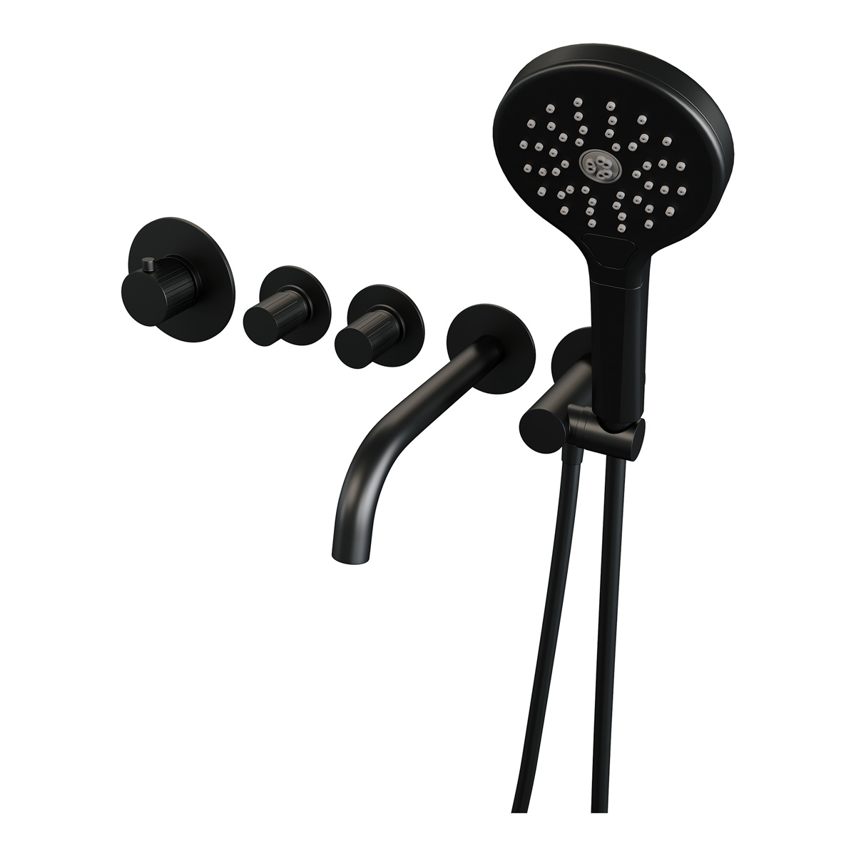Brauer Stripe inbouw badkraan met 3 standen handdouche zwart mat