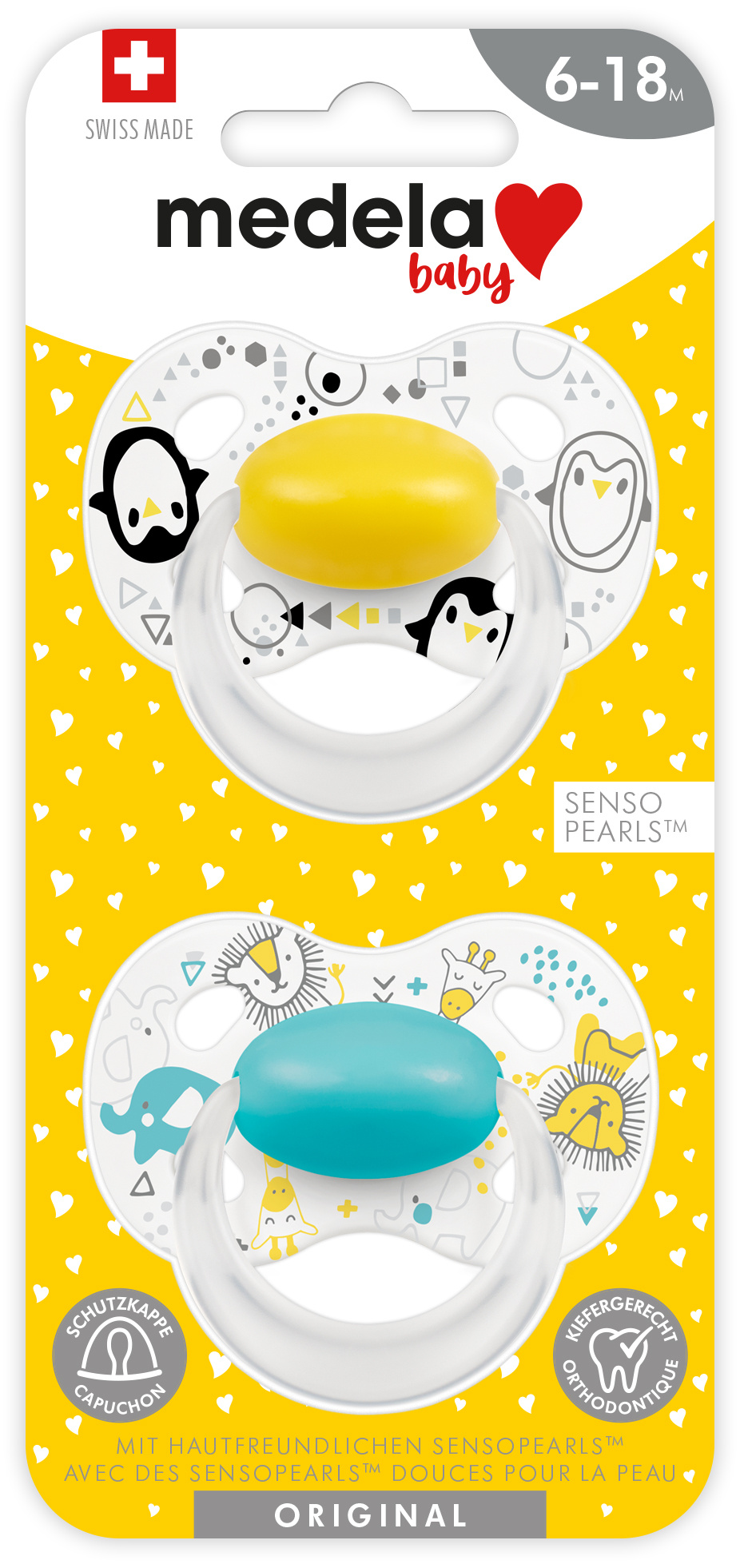 MEDELA Baby Nuggi Original 6-18 Gelb Blau 2 Stk