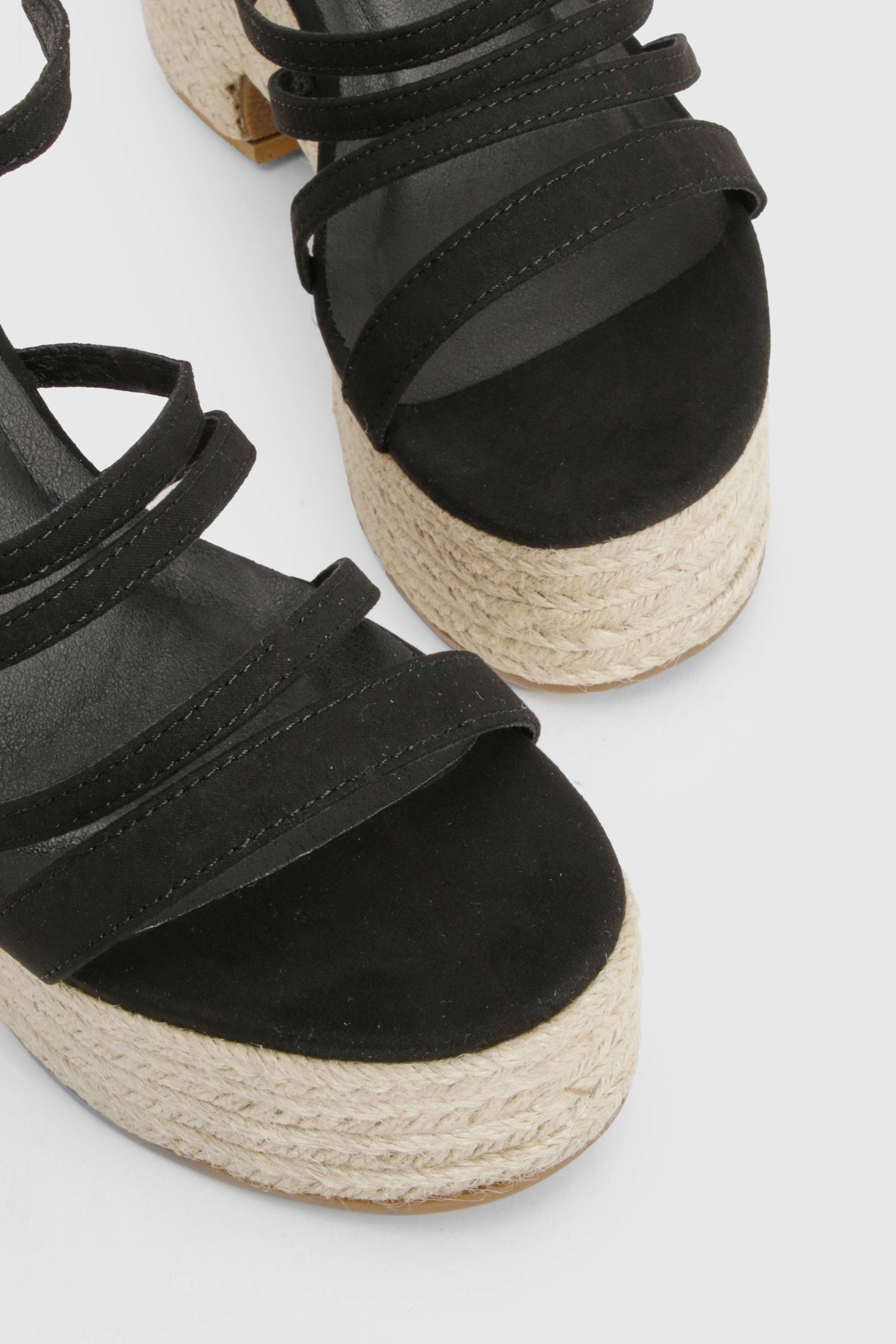 boohoo Wide Fit Strappy Low Wedge
