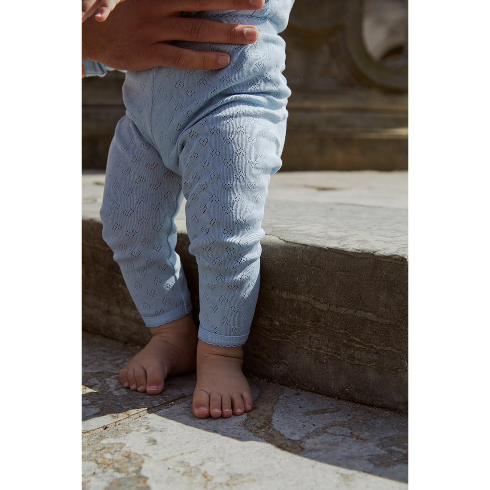 Køb COPENHAGEN COLORS Dusty Blue Pointelle Heart Leggings