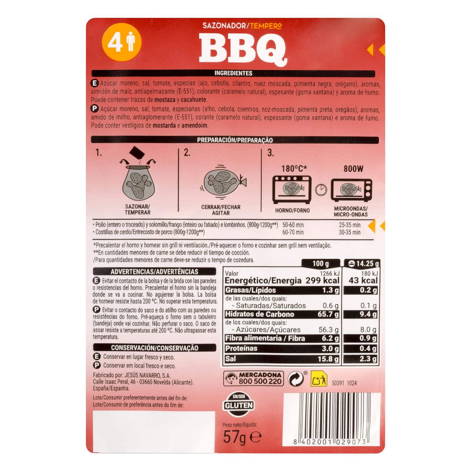 Assaisonnement BBQ Hacendado pour poulet et côtes levées