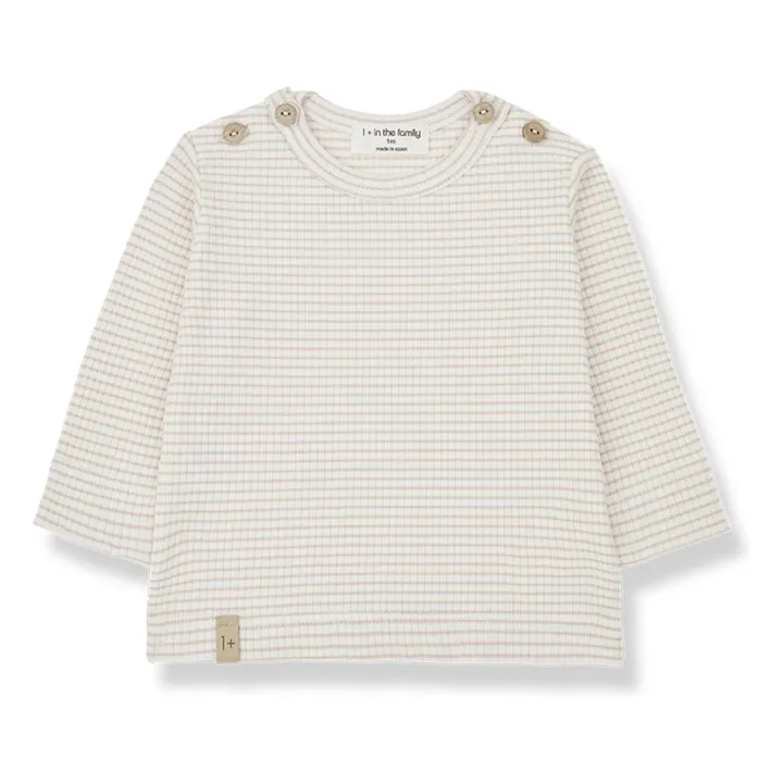 1+ in the family T-shirt OT Rayé | Rose pâle