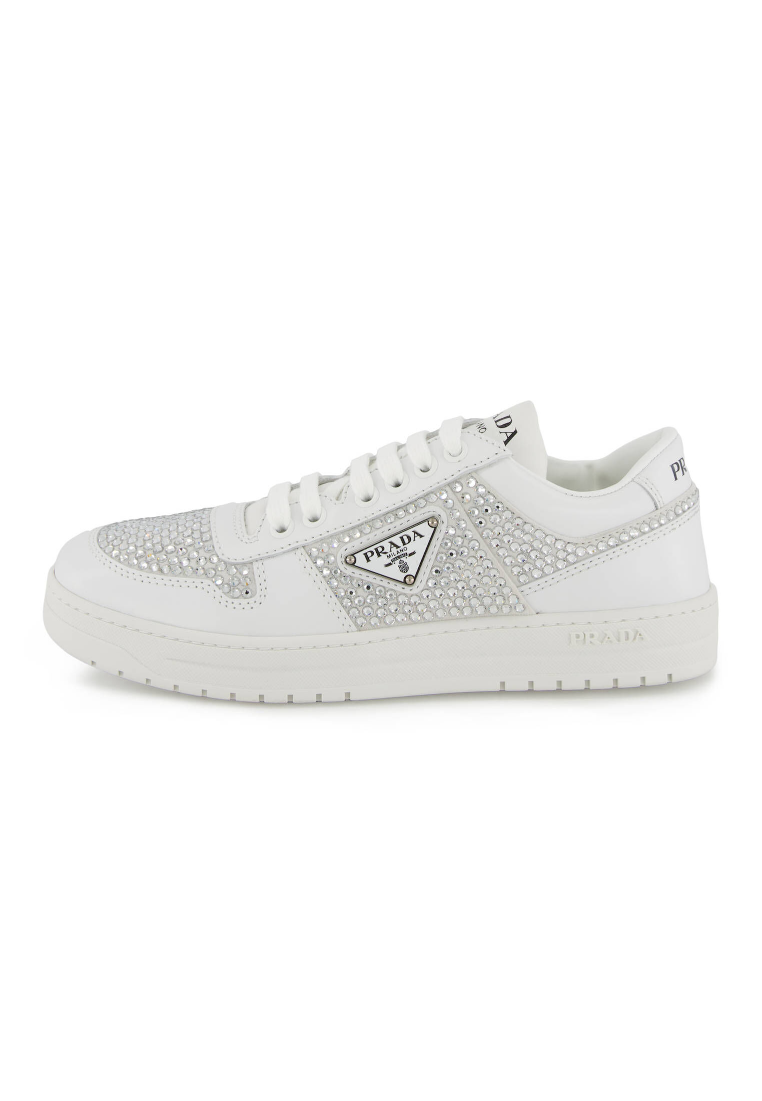 Prada| Damen Sneaker aus Leder mit Kristallen
