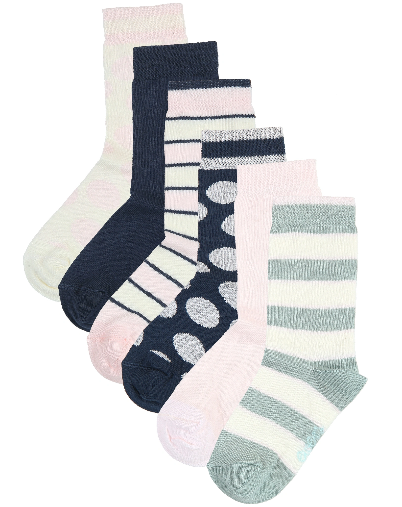 Strümpfe PUNKTE/RINGEL 6er Pack in rosa/mint