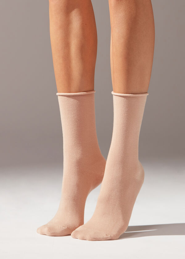 Meias de cano curto com cashmere