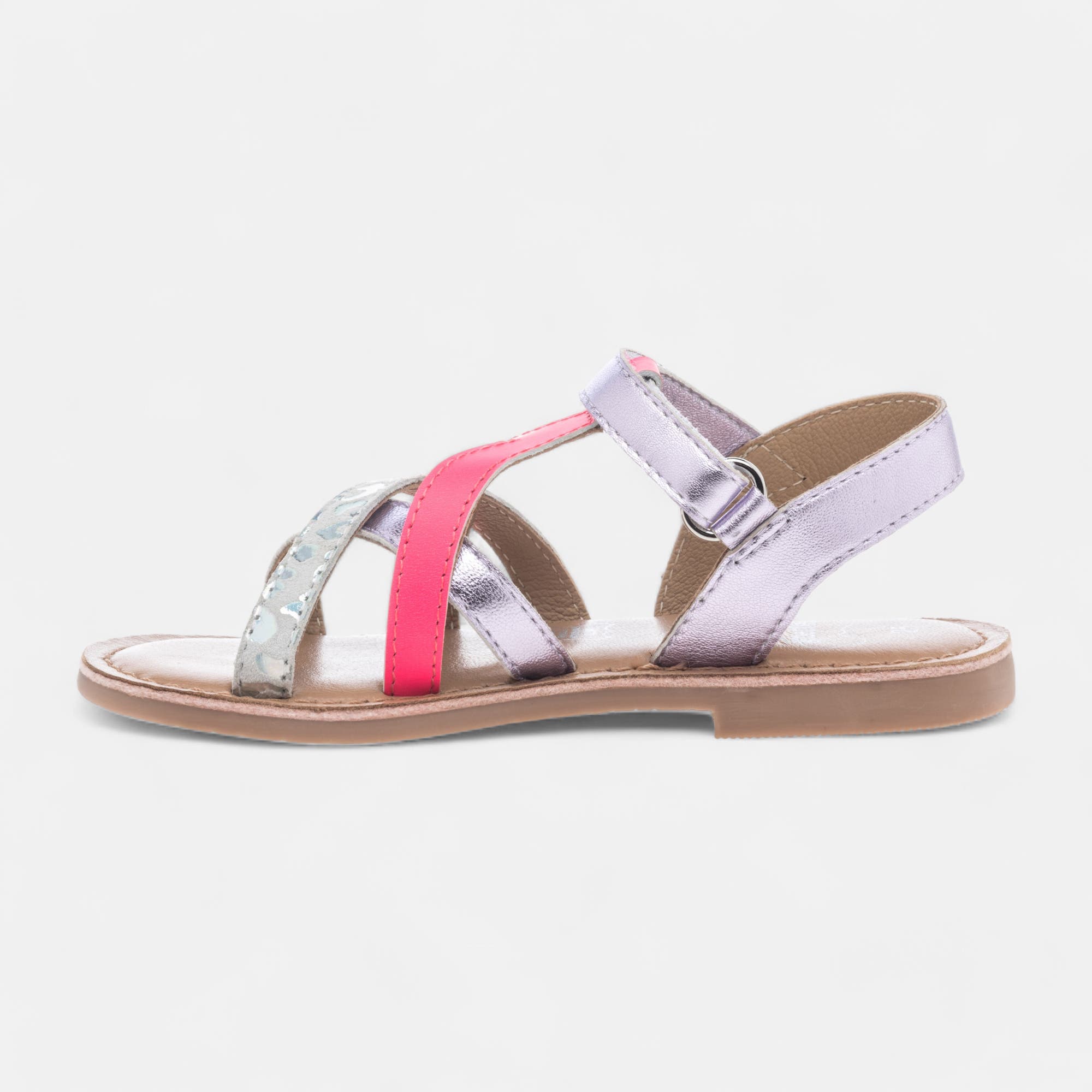 Nu-pieds Fille en cuir rose