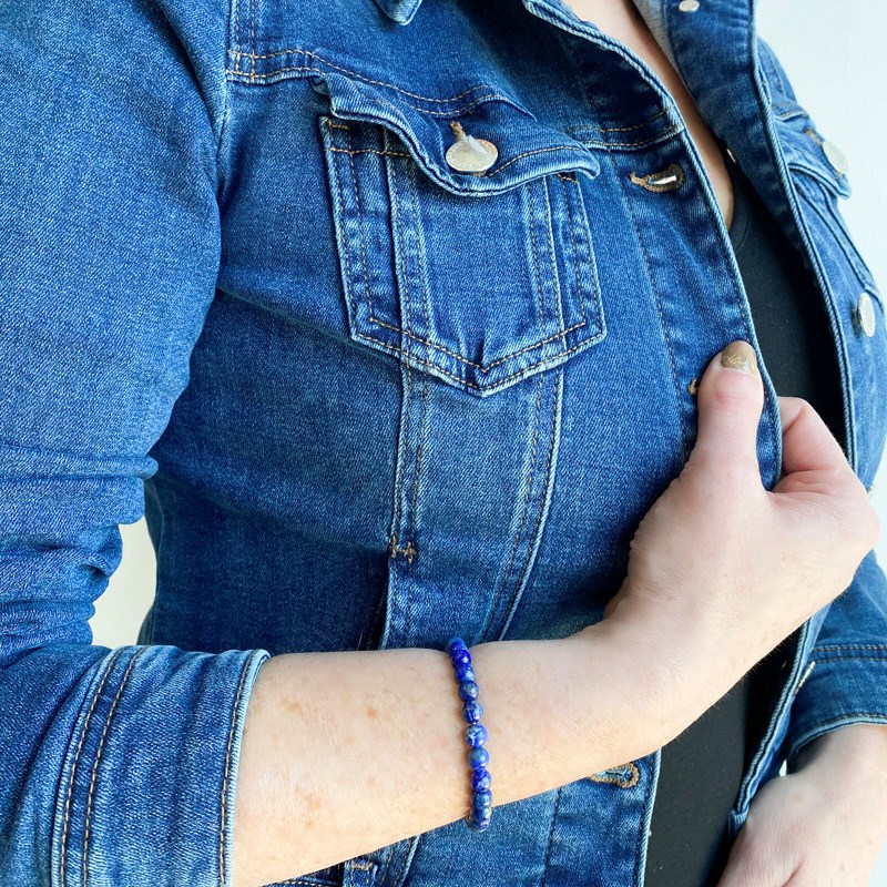 Bracelet extensible avec perles Lapis Lazuli
