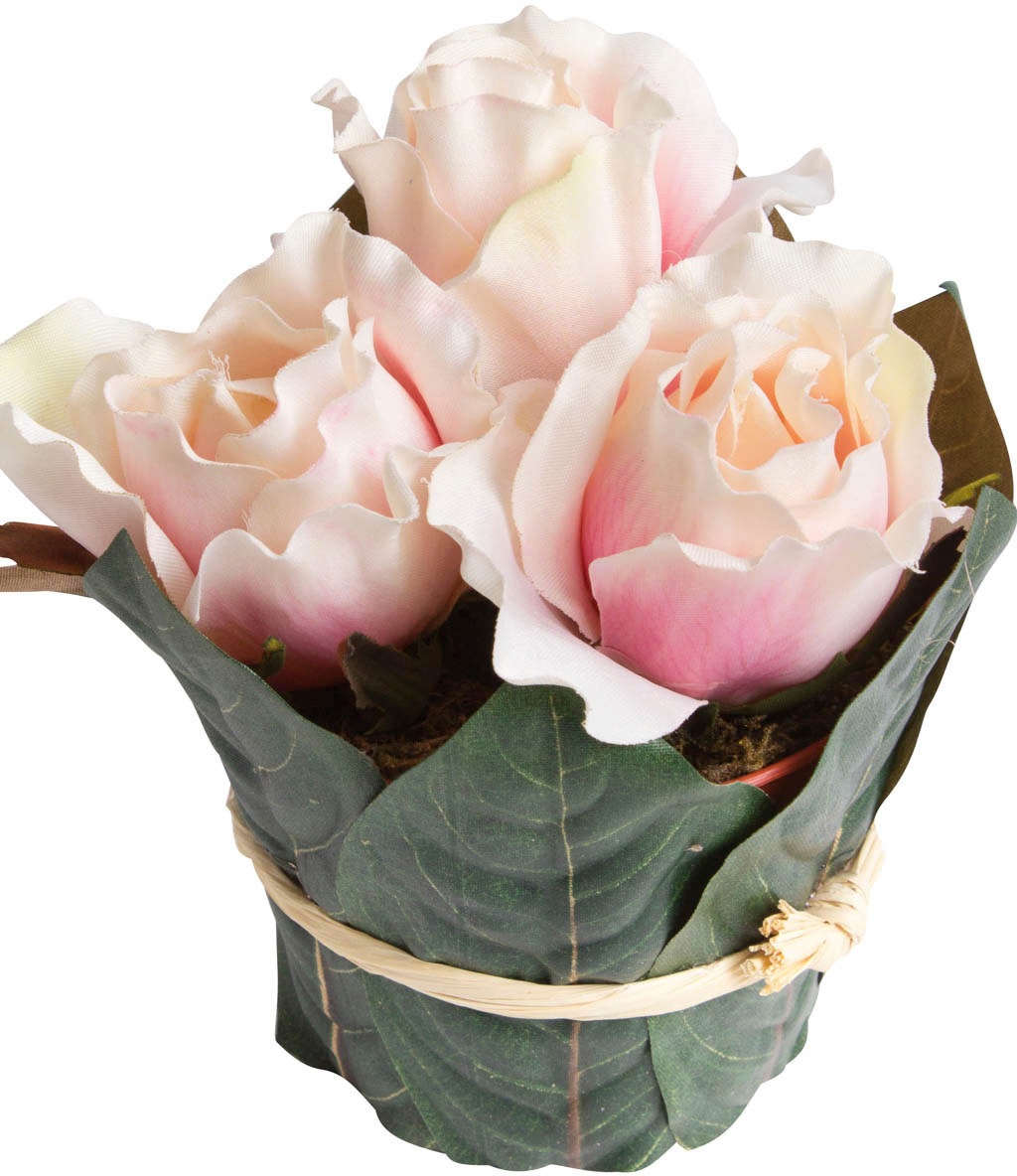 Botanic-Haus Kunstblume »Rosenarrangement gross mit Blättern umwickelt«