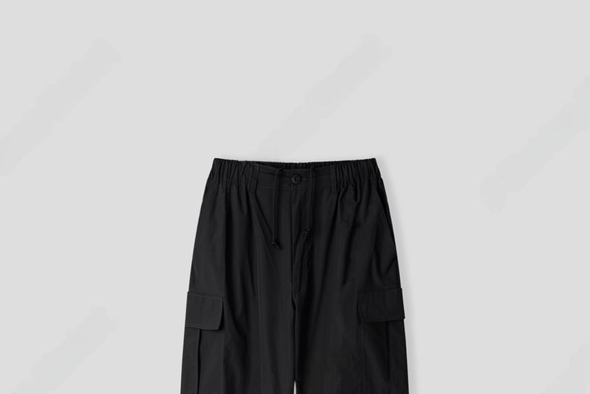 SeoulPop - Effen tweeweg cargobroek met elastische taille