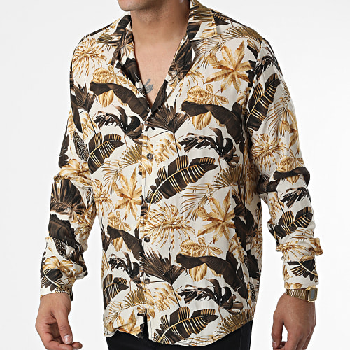 Chemise Manches Longues Floral Beige
