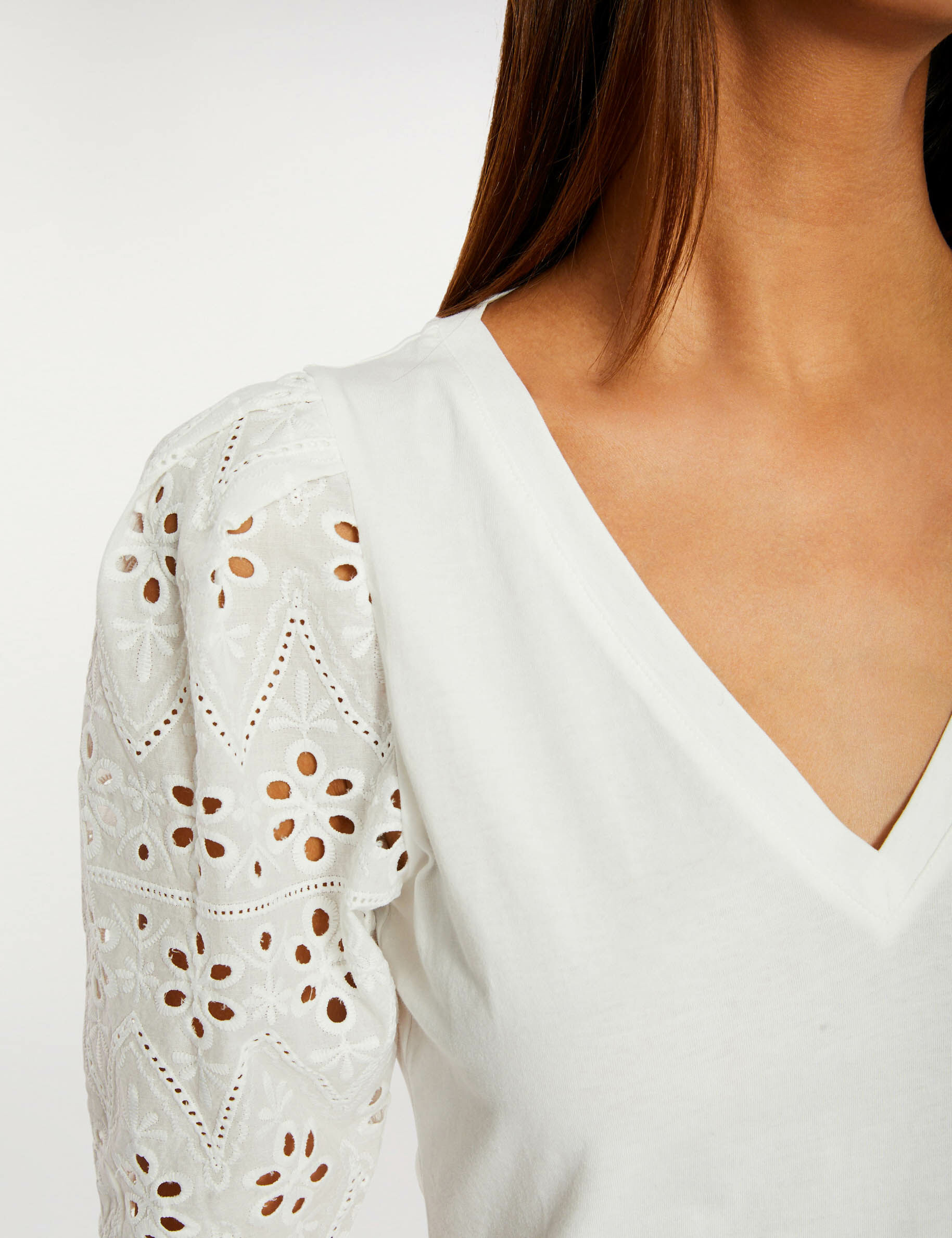 T-shirt à manches courtes ecru femme - ecru
