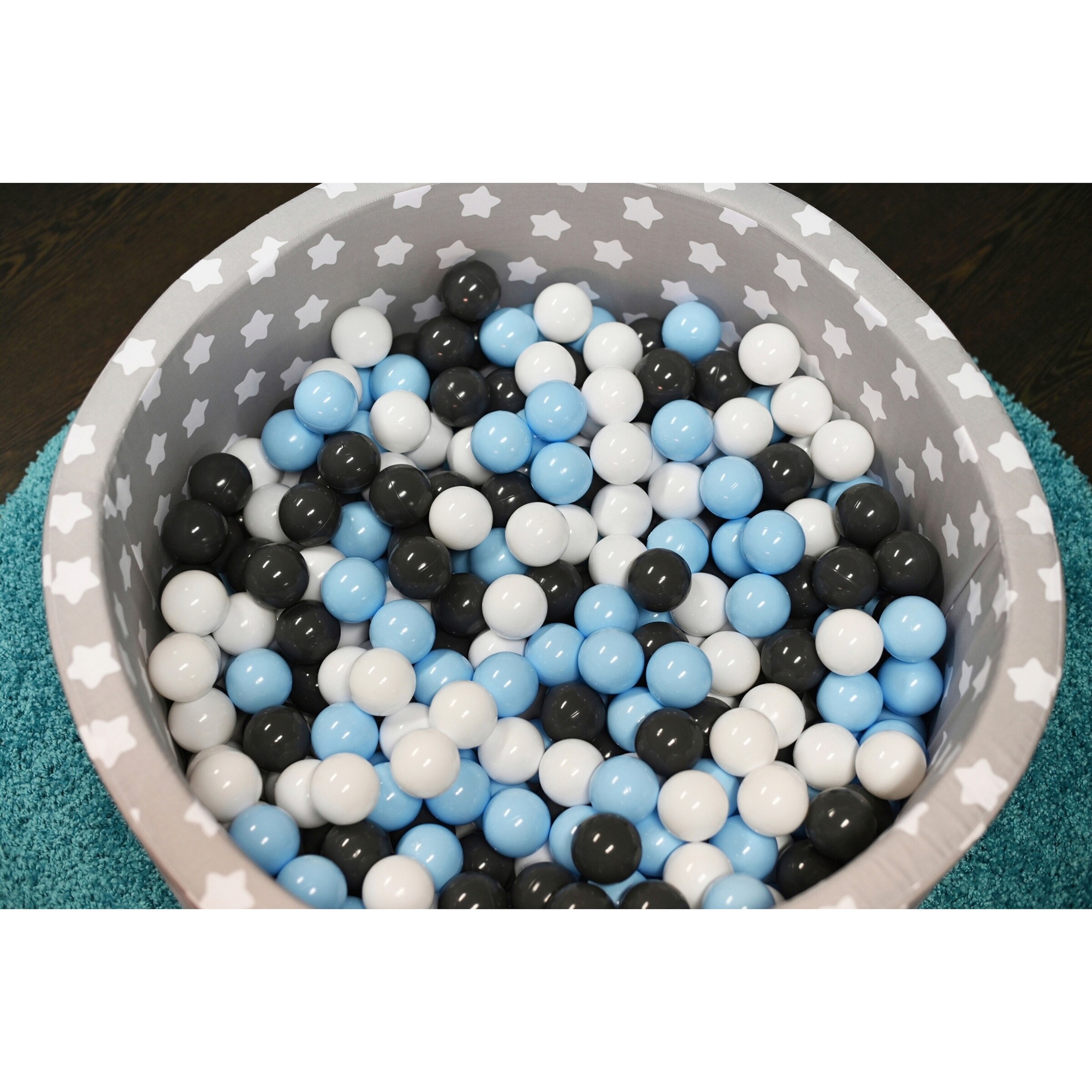 Knorrtoys Bällebad soft - Grey white stars mit 300 Bällen grau/hellblau