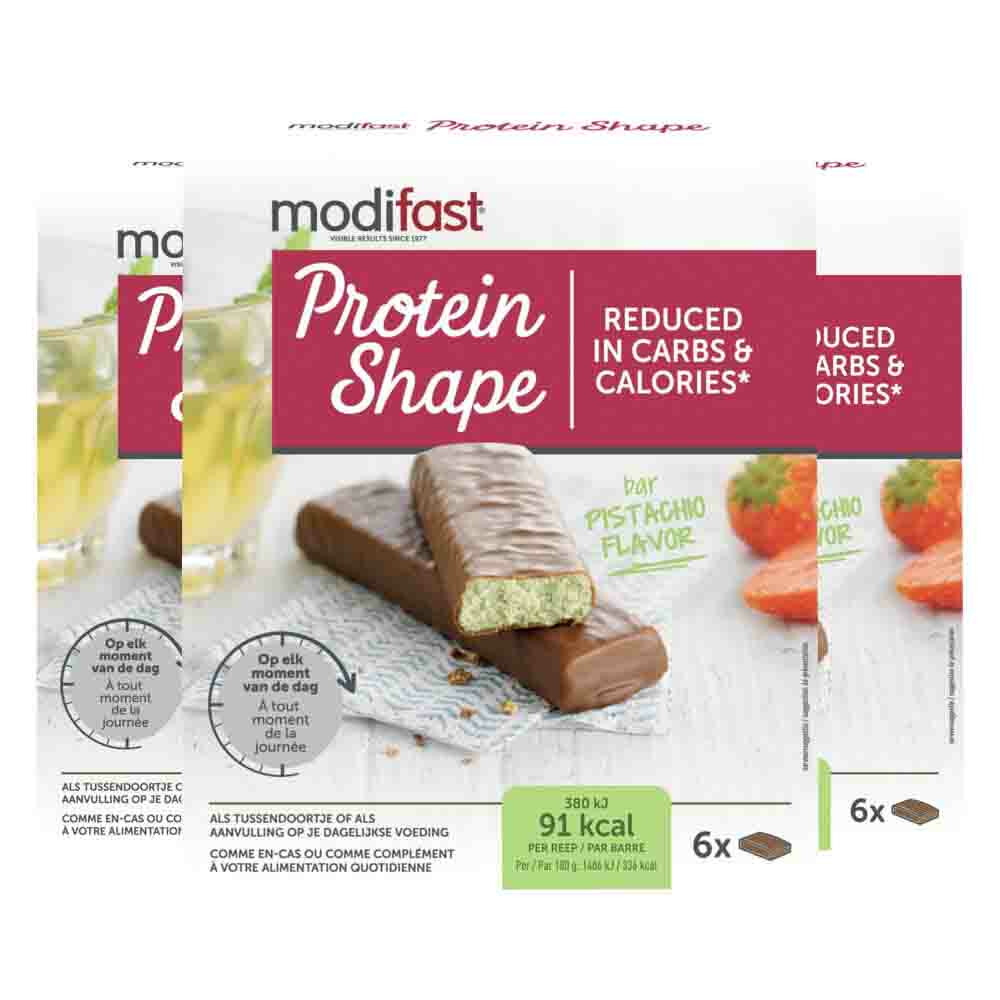 3x Modifast Protein Shape Reep Chocolade-Pistache6 x 27 gr