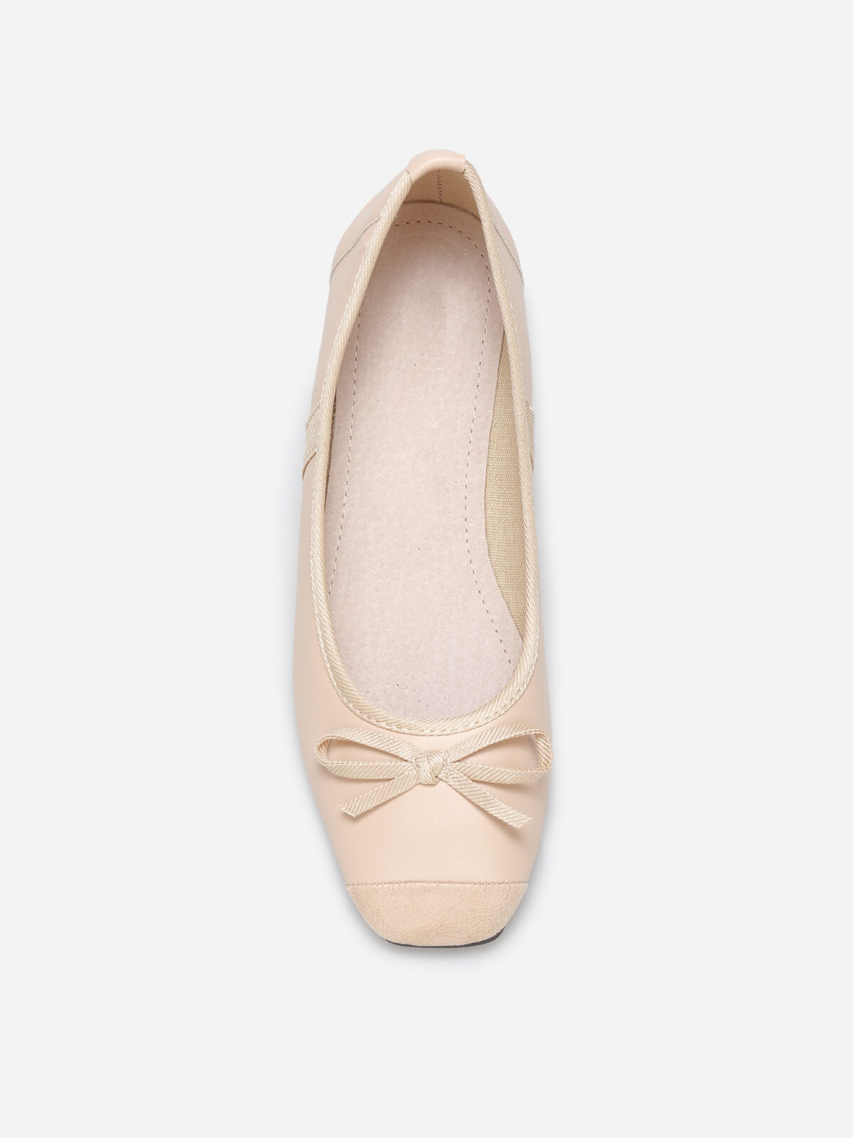 Ballerines multimatières à bout carré et nœud- Rose