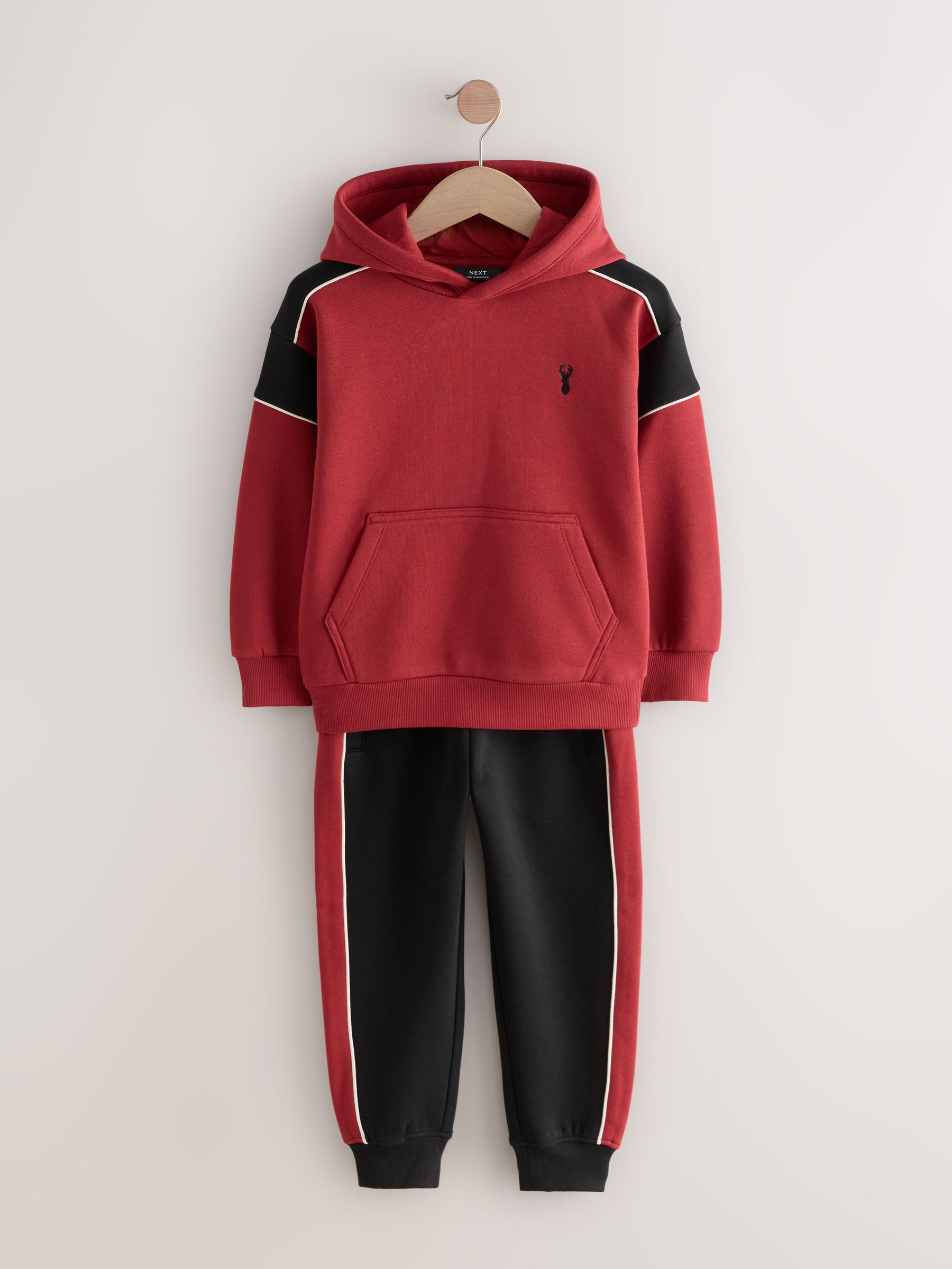 Zwart/rood - Colourblock Hoodie Set