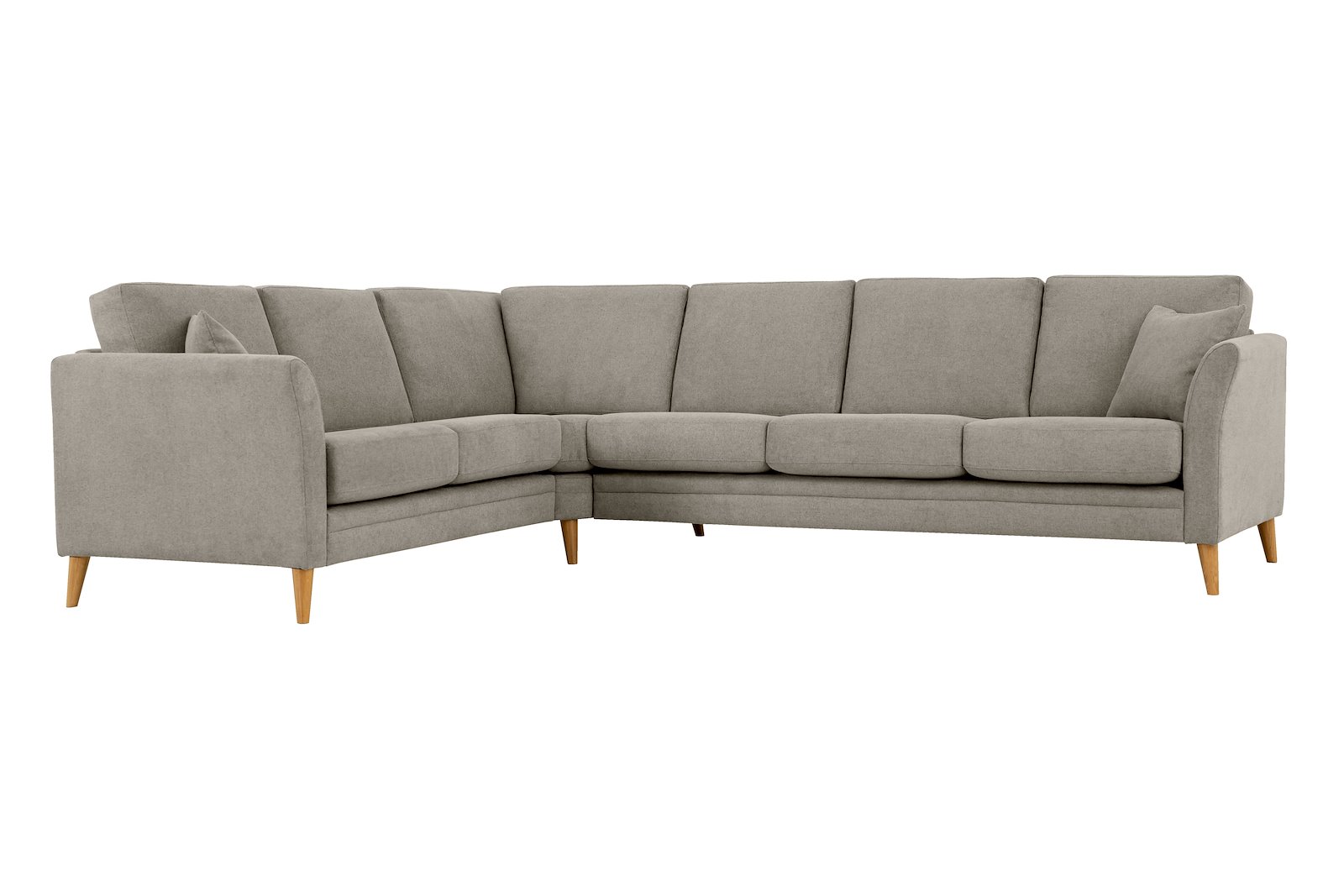 Eden hjørnesofa 23 hjørne i tekstil Brooklyn 14 Latte med ben i eik natur (15137).