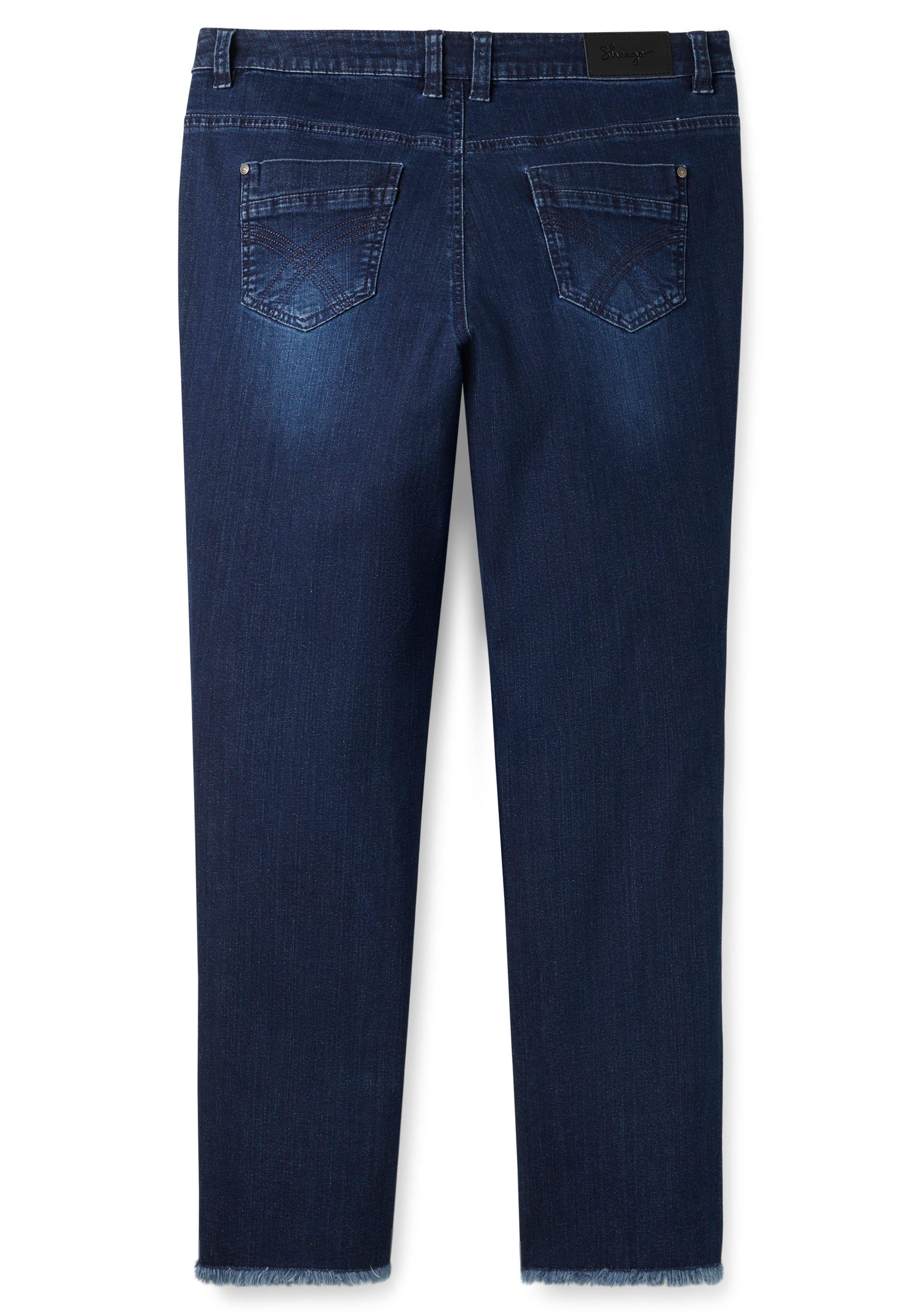 Gerade Jeans mit geschlitztem Innensaum