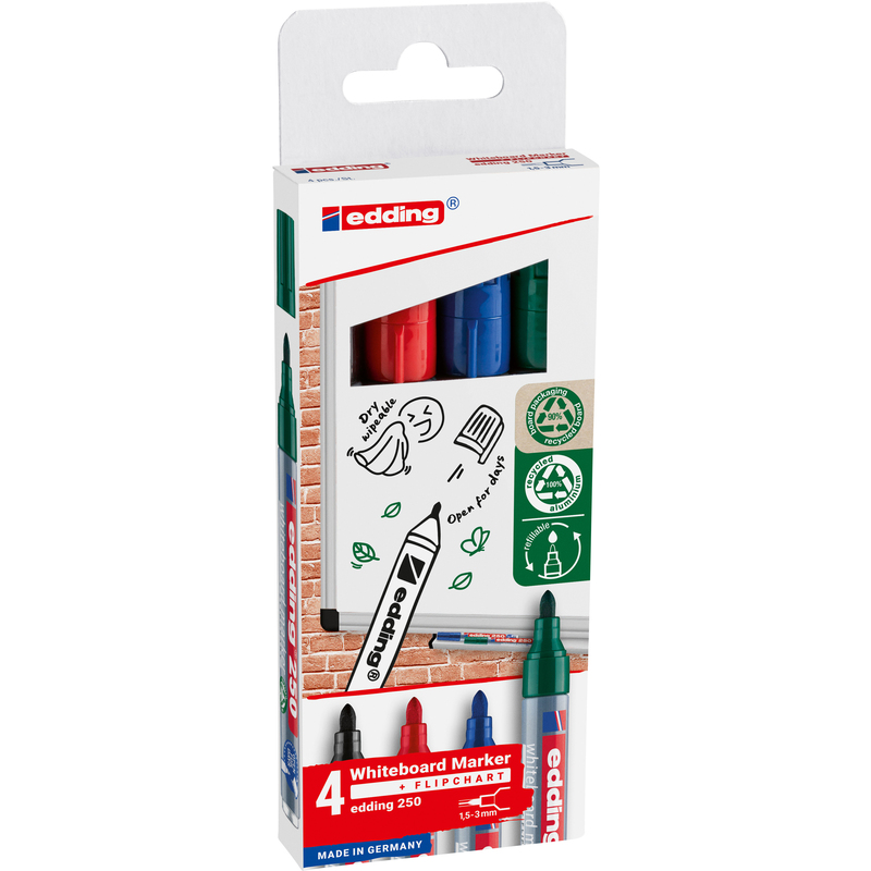 Edding Whiteboard Marker 250, 4 Stück, assortiert
