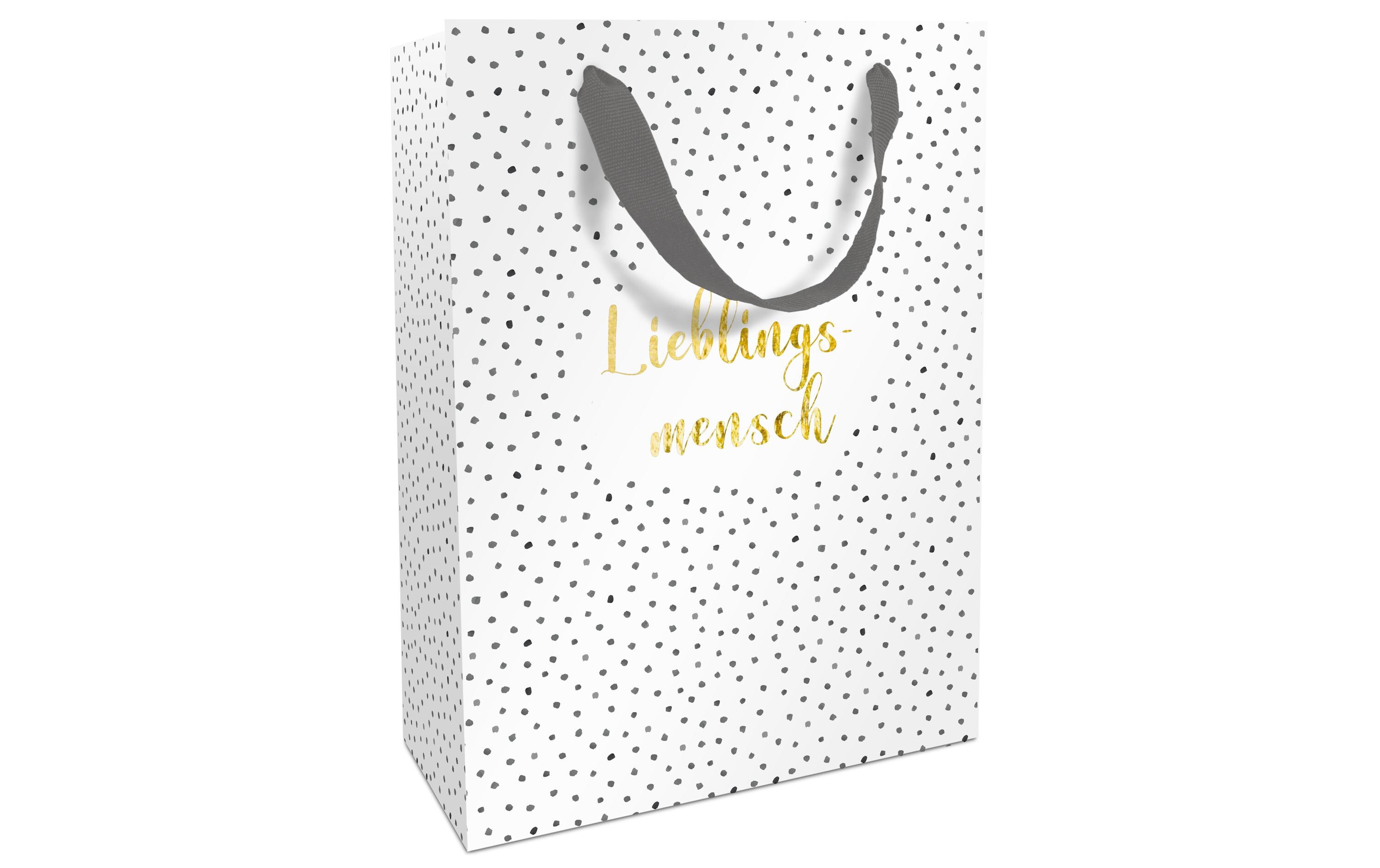 Geschenktasche Lieblingsmensch 26 x 36 x 13 cm, Grau/WeissGeschenktüte