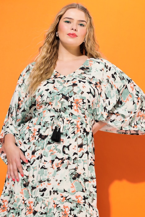 Maxikleid, A-Line, Kimono-Style, Flower-Print