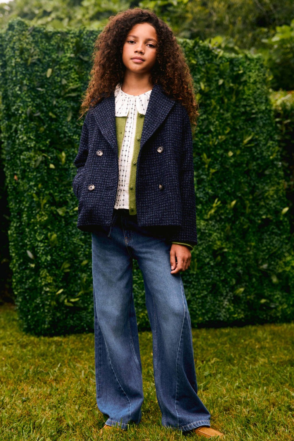 Mango Kids tweed manteljas marine
