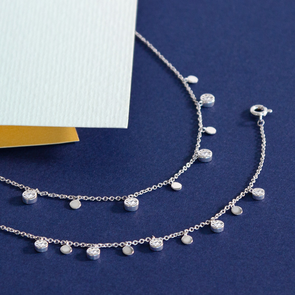 Parure argent 925 collier bracelet pampilles zirconias