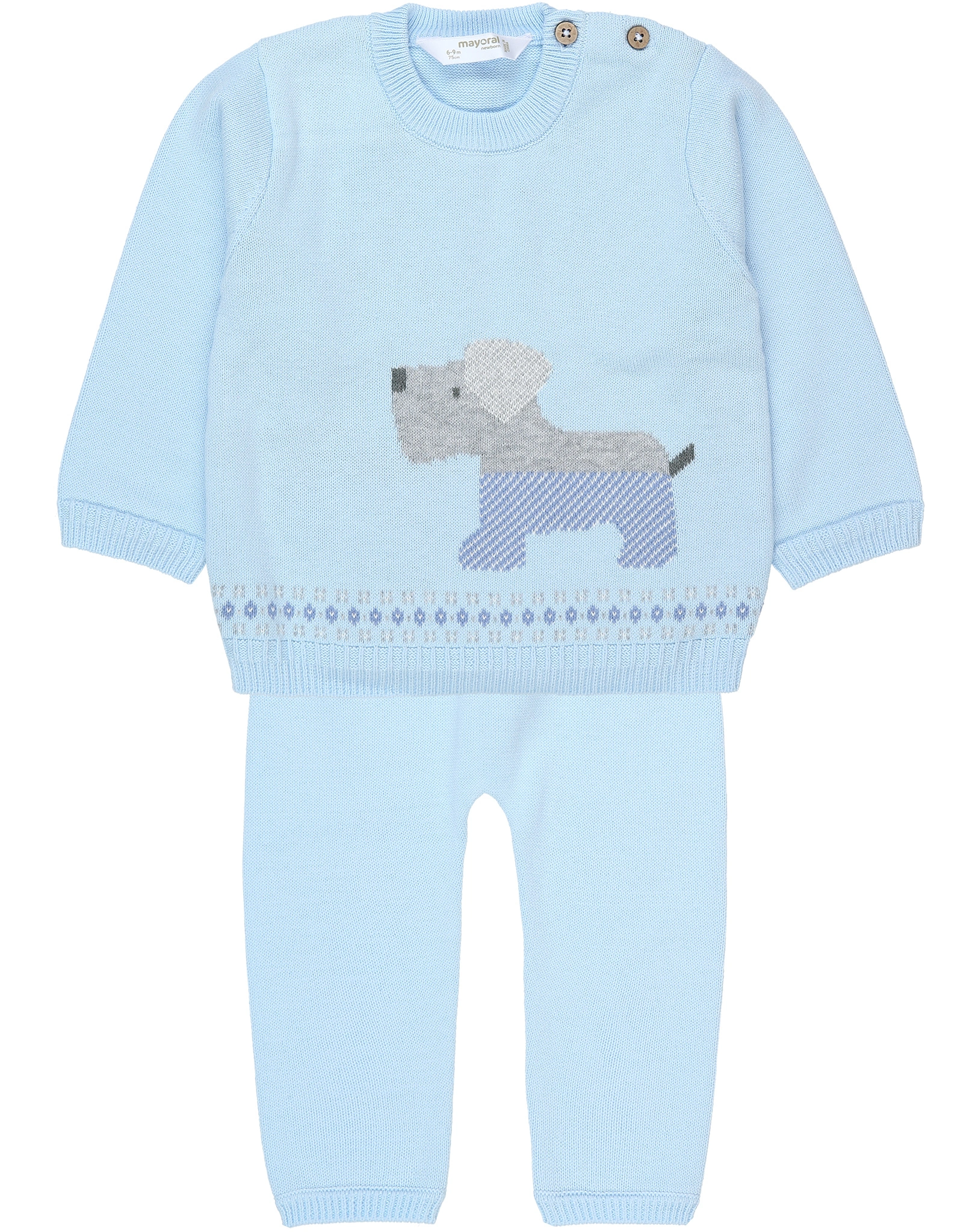 Strickpullover DOG 2-teilig in himmelblau