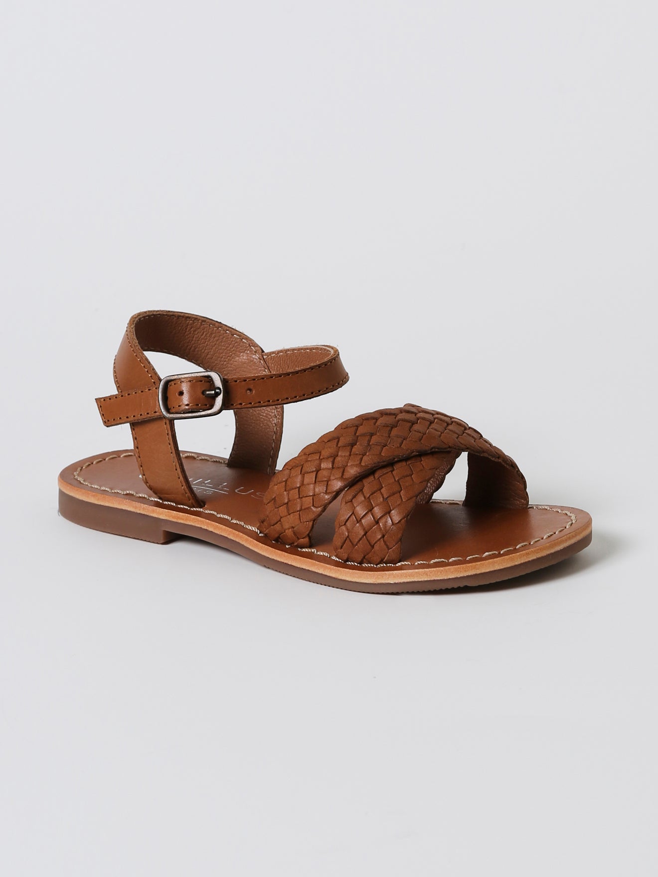 Sandale tressée Fille en cuir