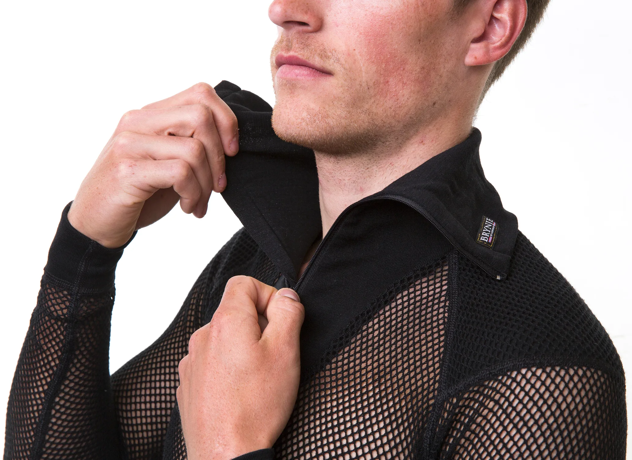 Brynje Unisex Wool Thermo Zip Polo With Inlay Black