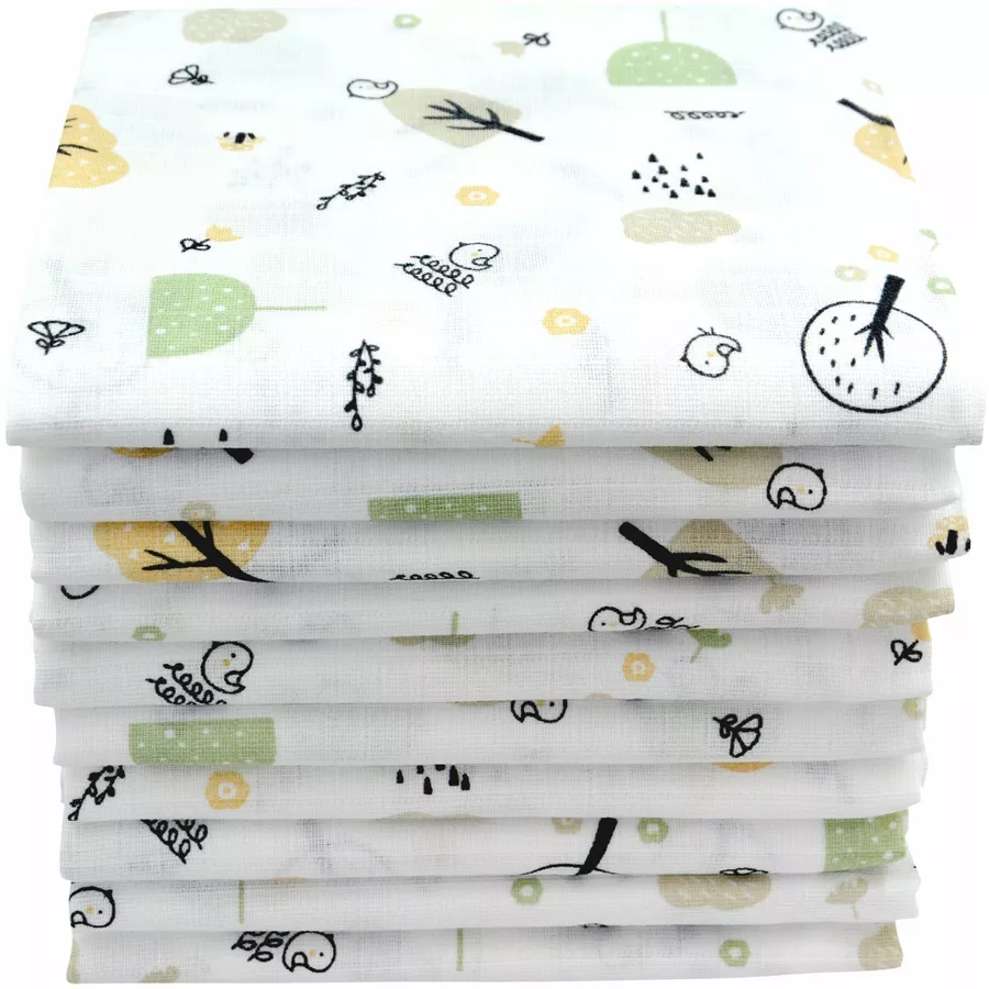 M.M.C. Mullwindel 10 PACK Natur Motive 80x70 cm Mulltücher 10 Bäume