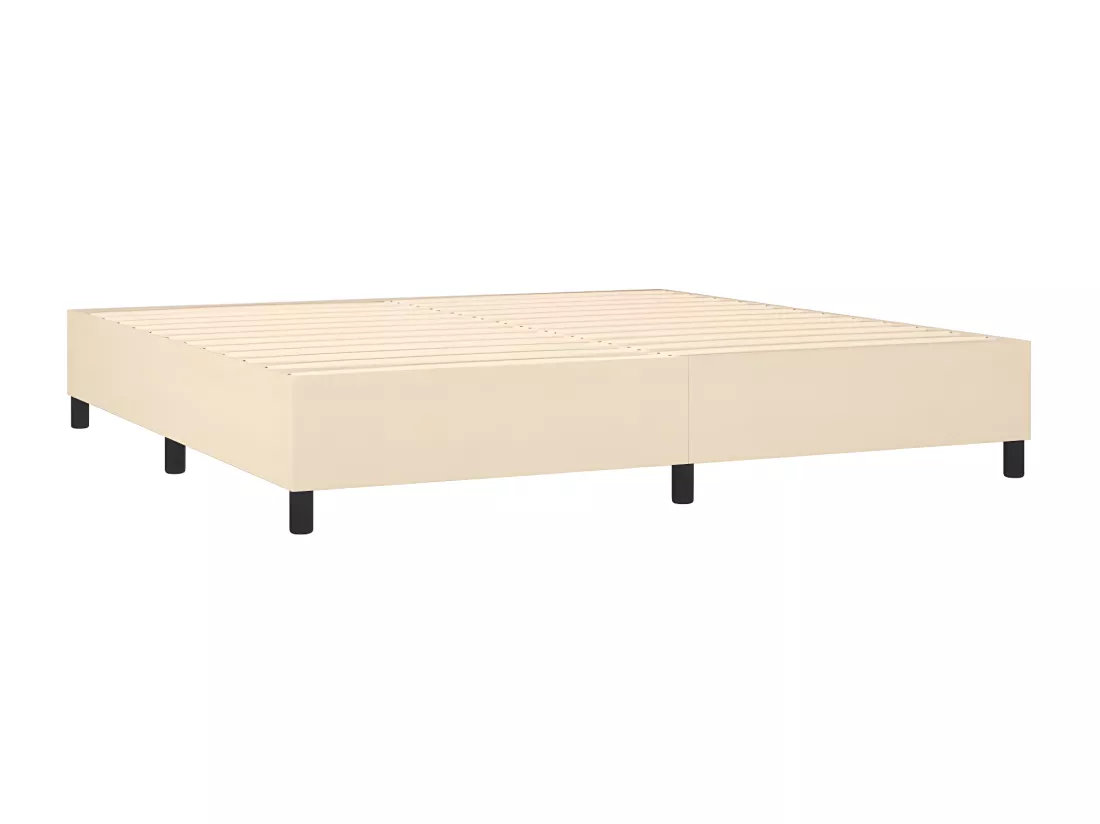 Sommier tapissier et matelas et LED Crème 200x200 cm Tissu