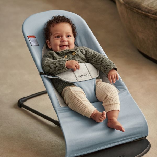 BabyBjörn BabyBjörn Balance Soft Wipstoel – Geweven Jersey – Blauw Grijs