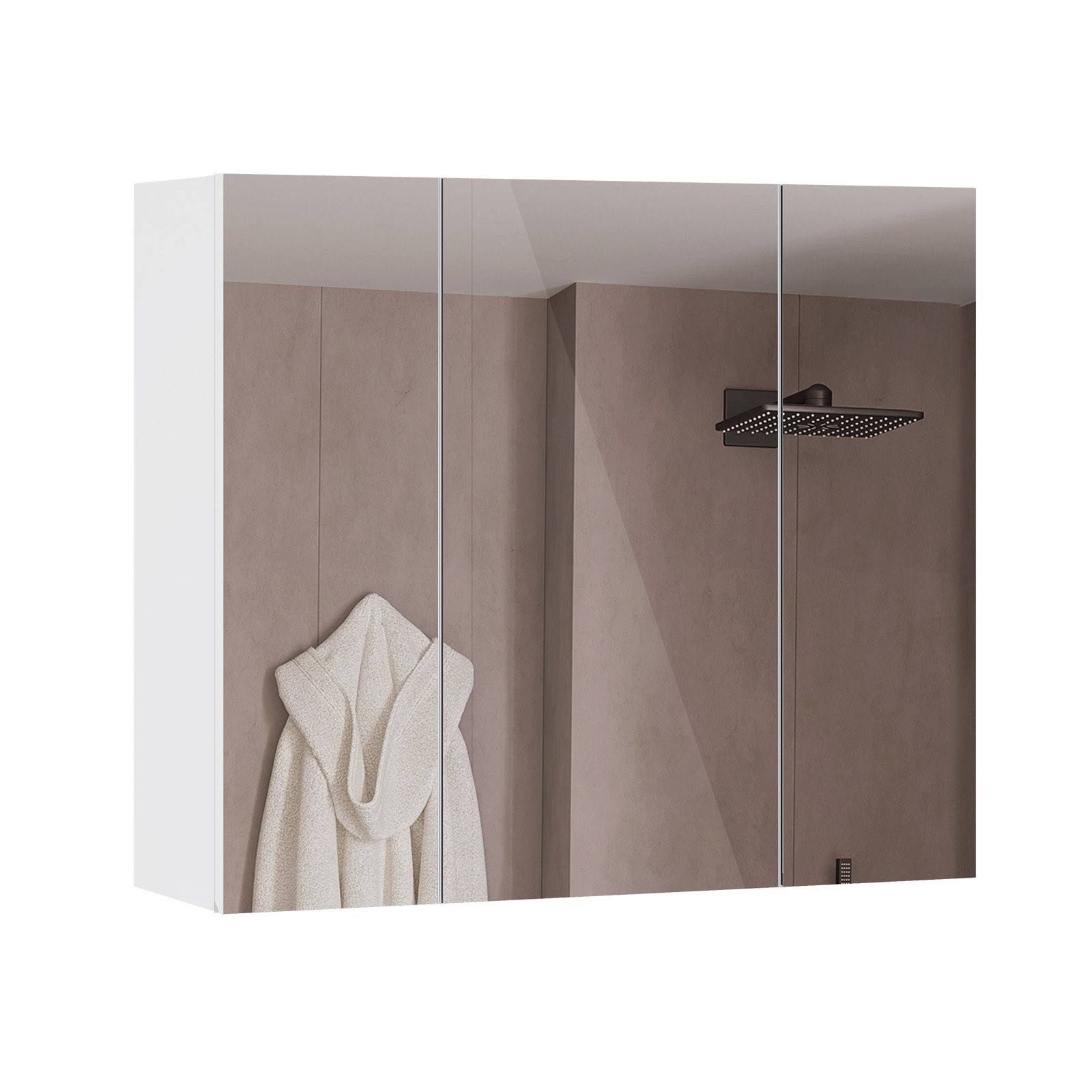 MSMASK Spiegelschrank Badschrank mit Spiegel und Verstellbarem Regal