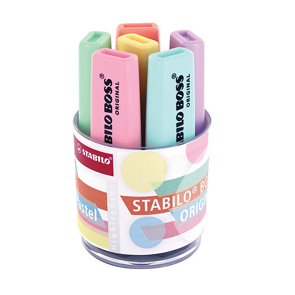 Surligneurs Stabilo Boss pastel, pot de 6