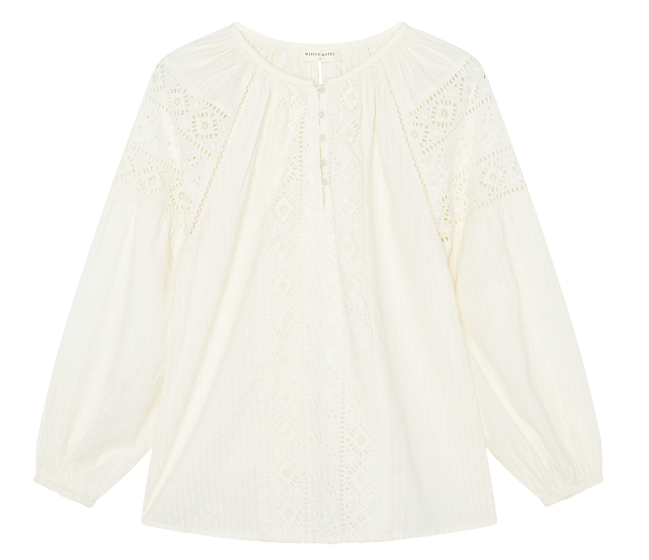 LA BRODERIE JOSEPHINE - Blouse col rond en coton | Blanc