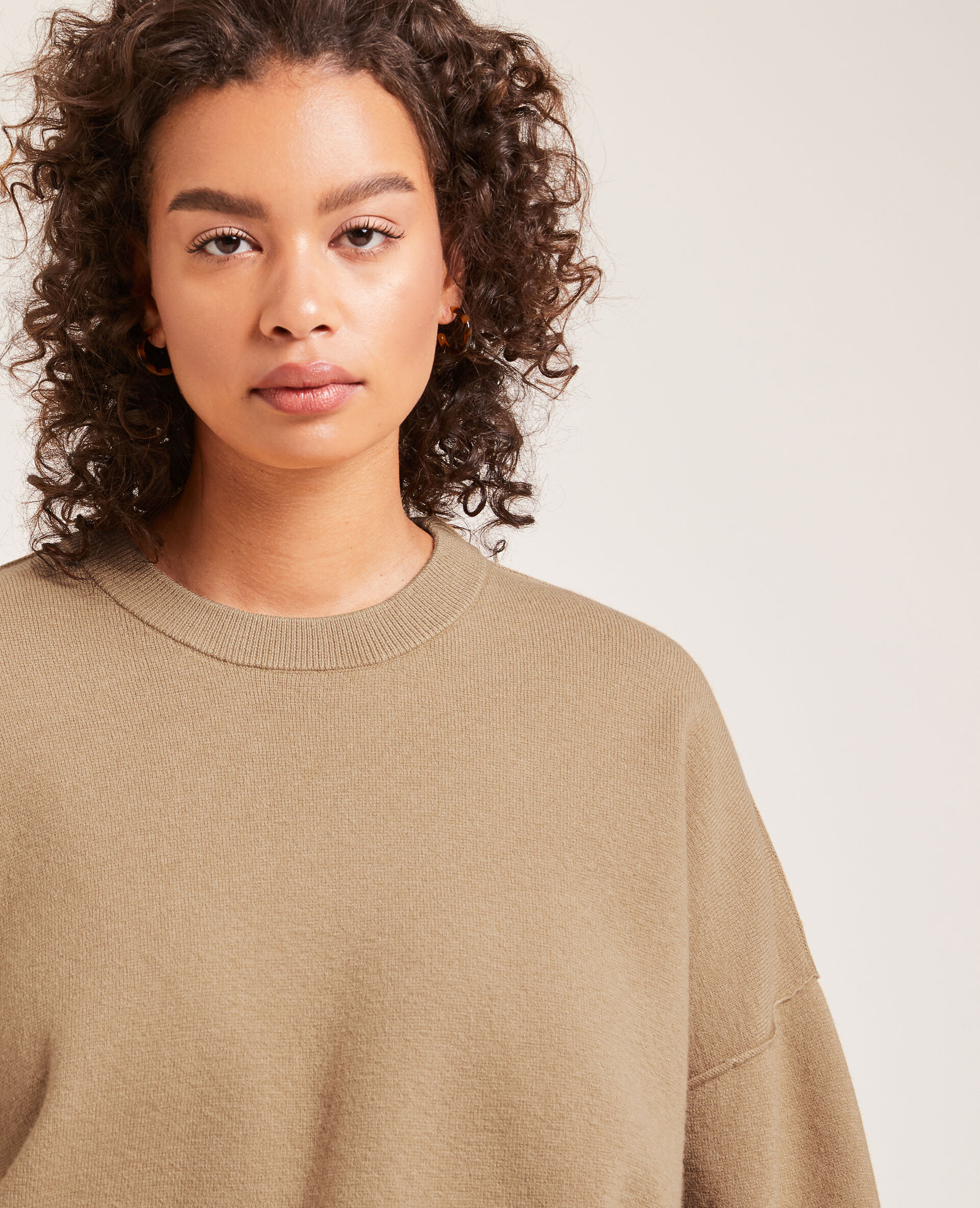 Pull large en maille - Marron