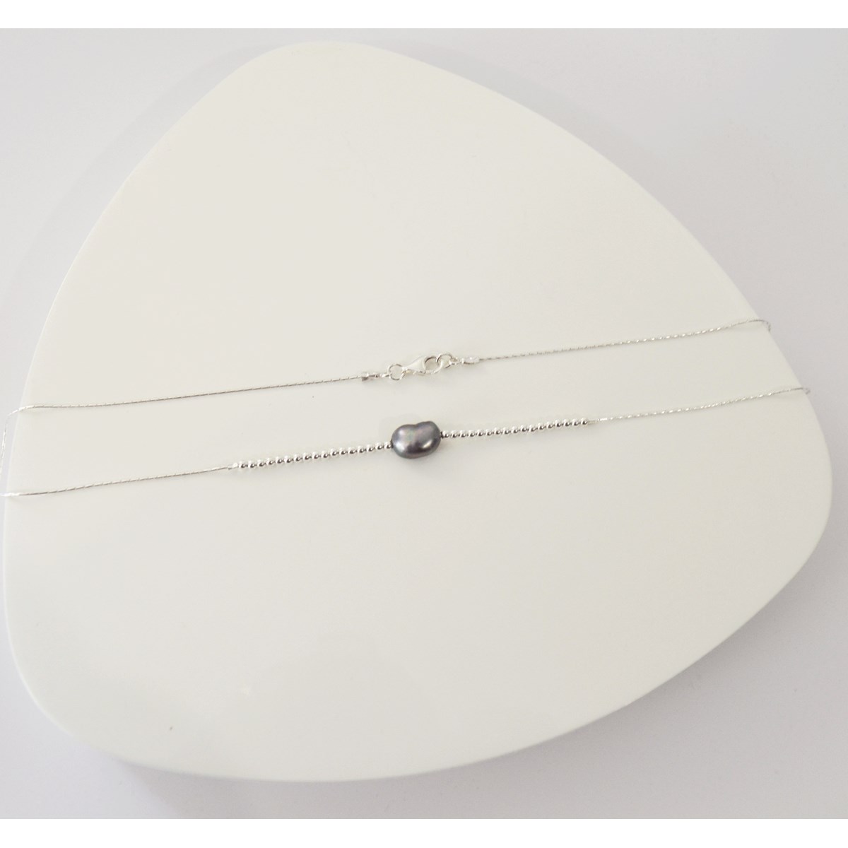 Collier perle d 'eau douce   fumé en argent 925