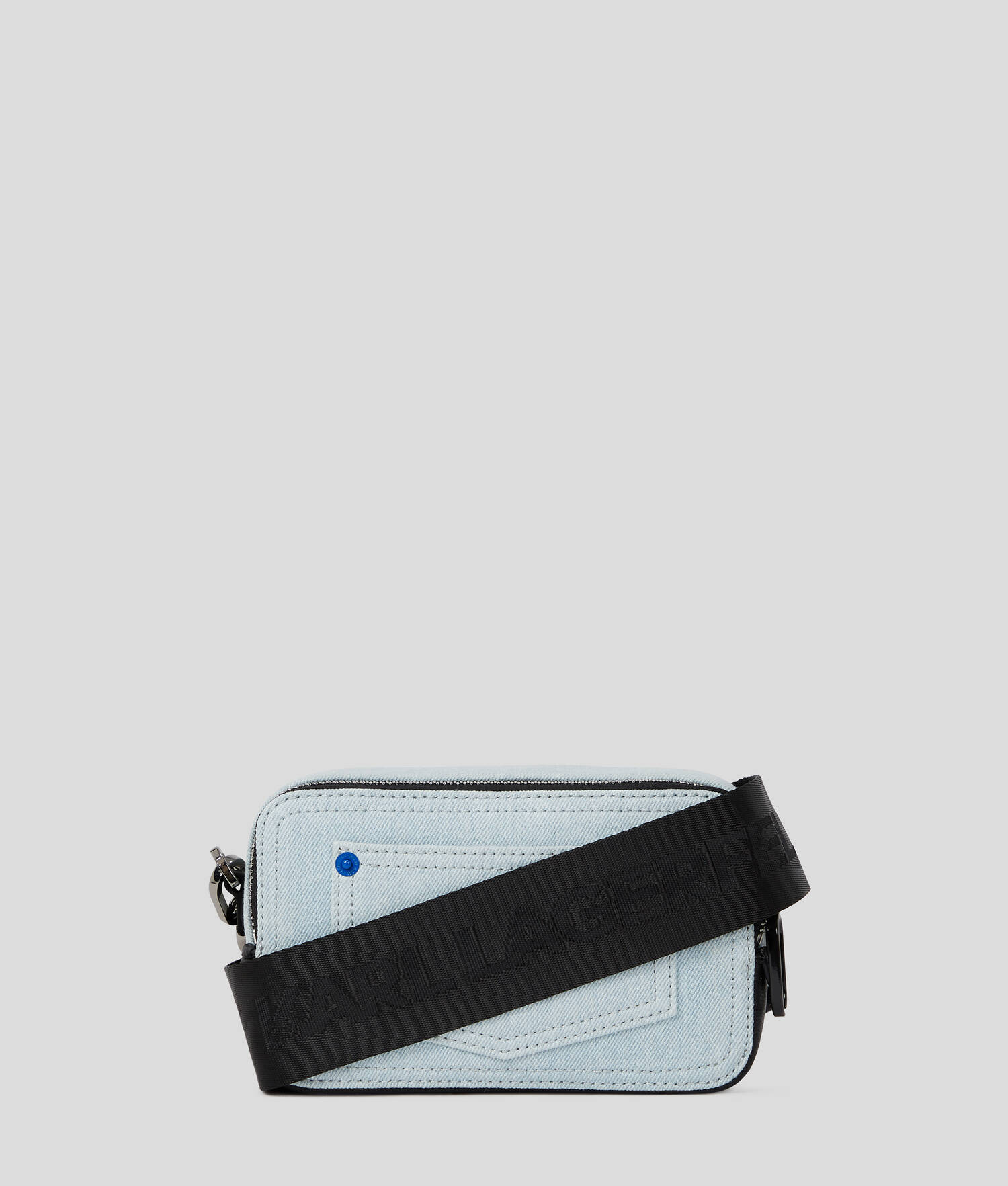 SAC POUR APPAREIL PHOTO EN DENIM AVEC LOGO CARRÉ - Bleu Clair