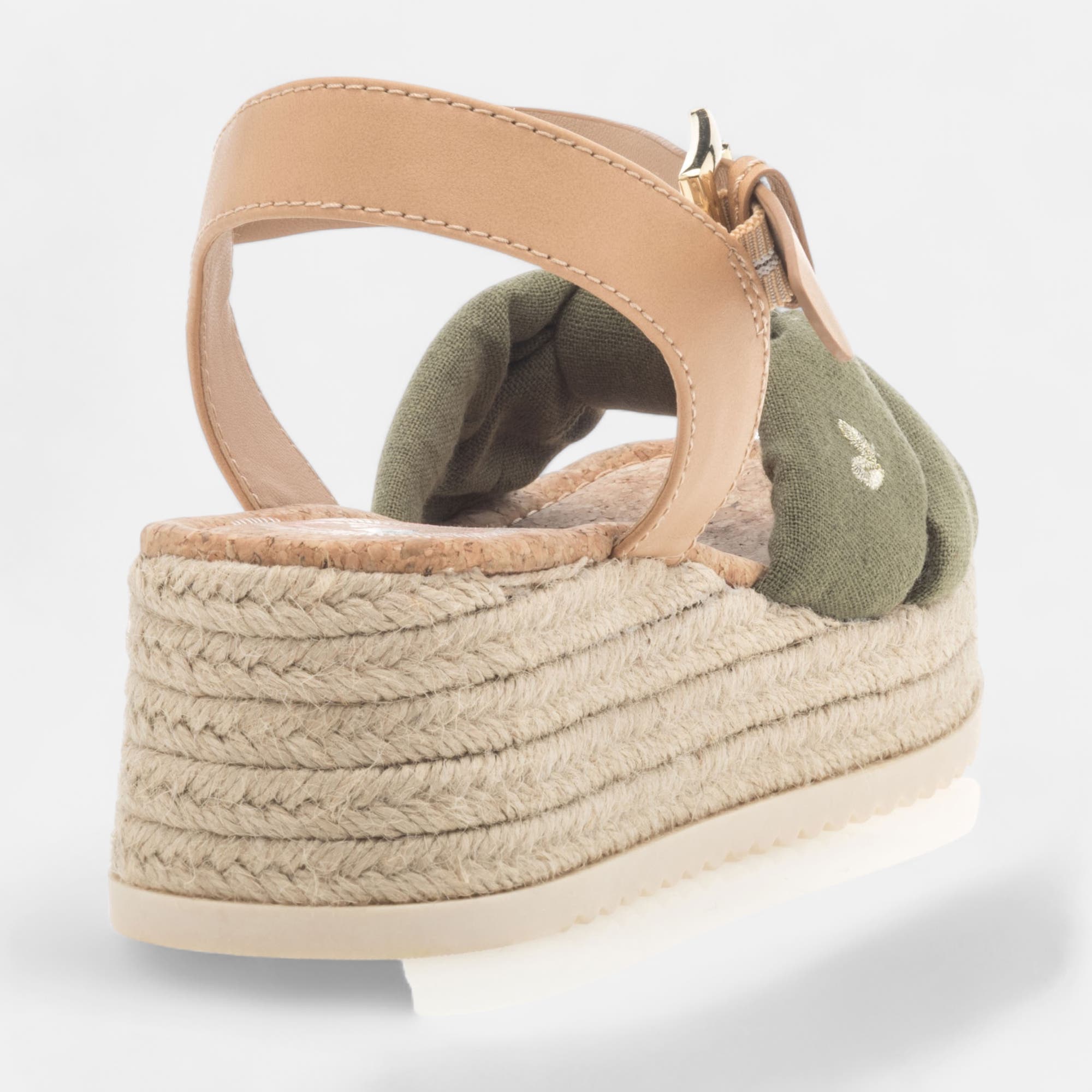 Espadrilles à talon compensé Femme kaki