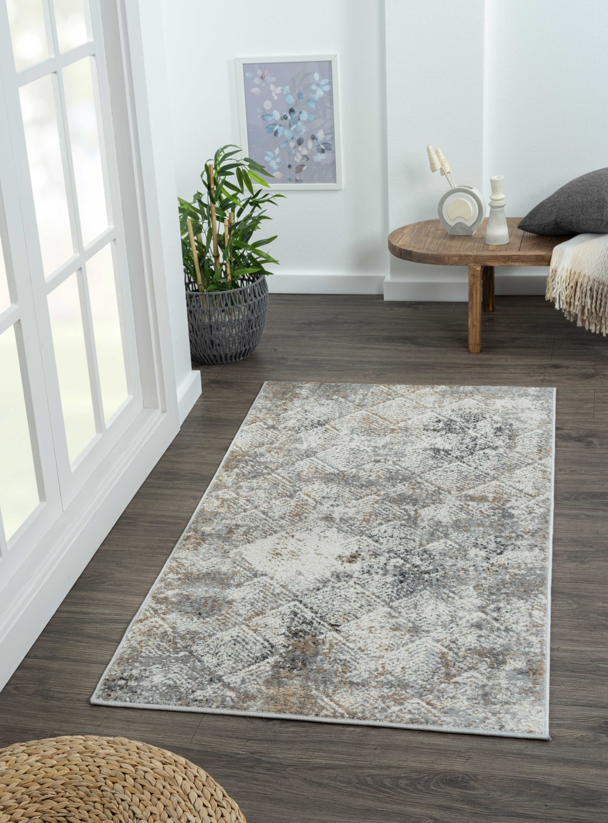 Teppich MY HEART - creme-hellgrau - 80x150 cm