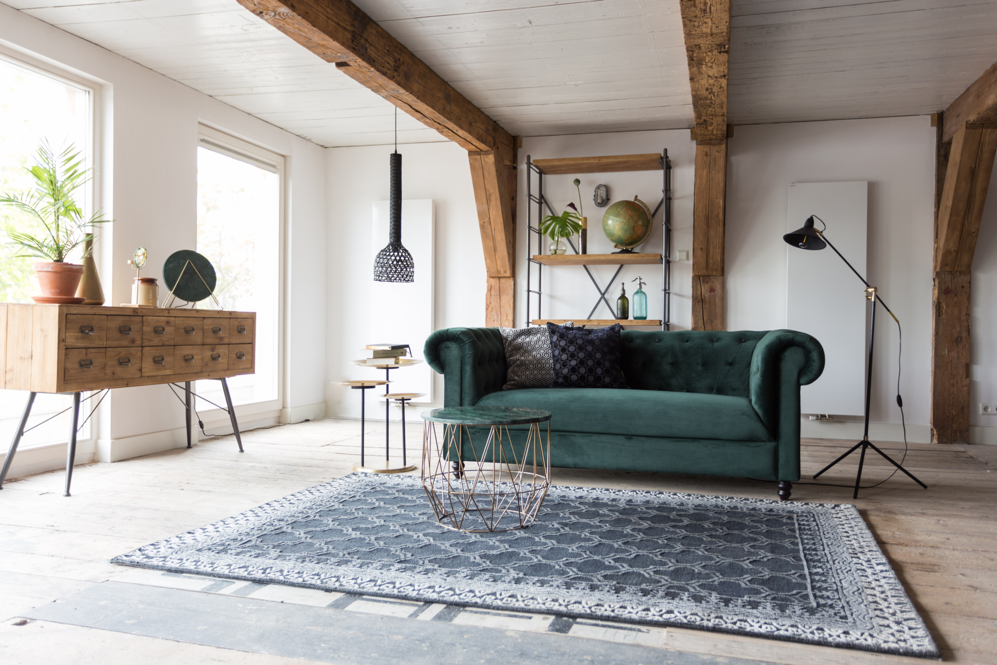 3-zits bank Chester velvet Dutchbone Chester Velvet 3-zits bank goud