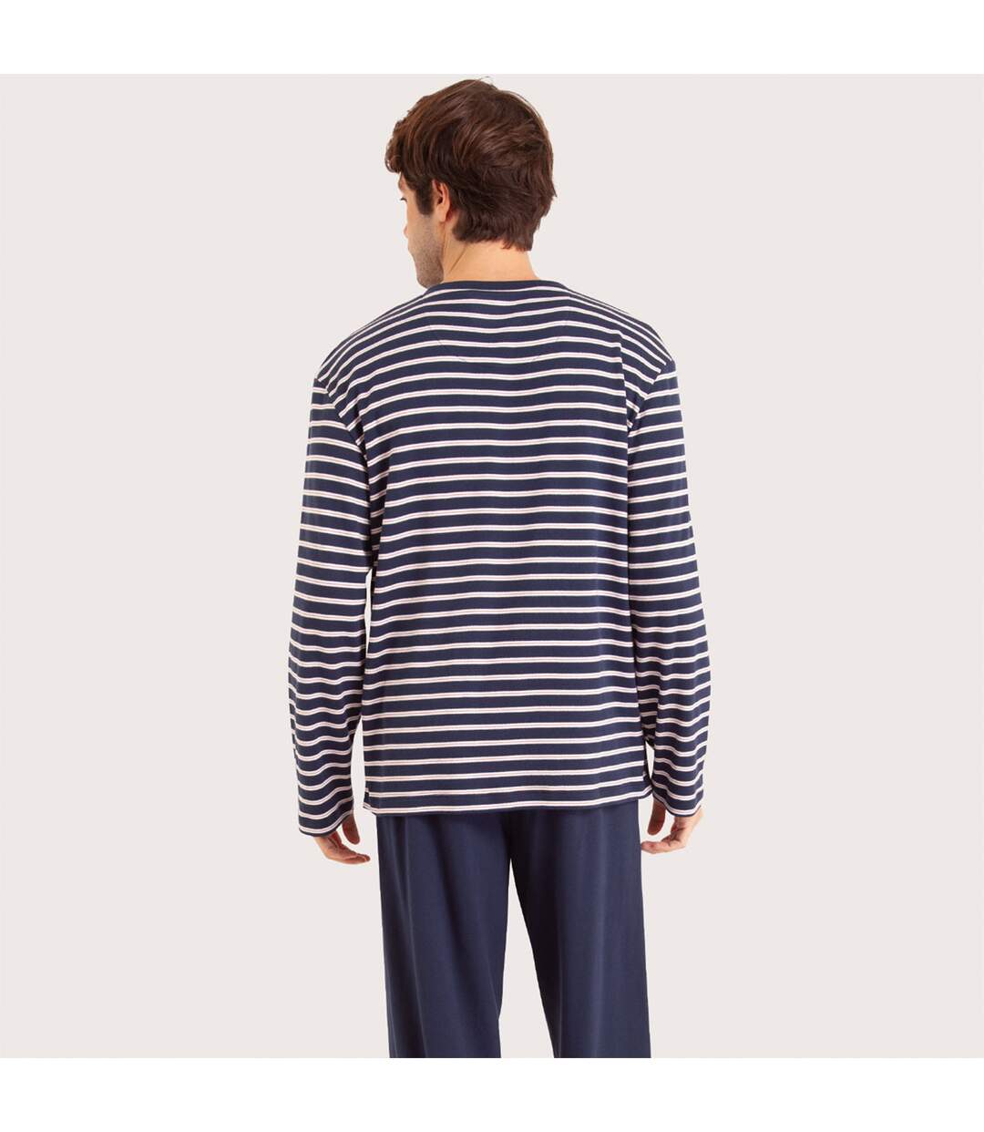Pyjama long col T homme Coton Interlock