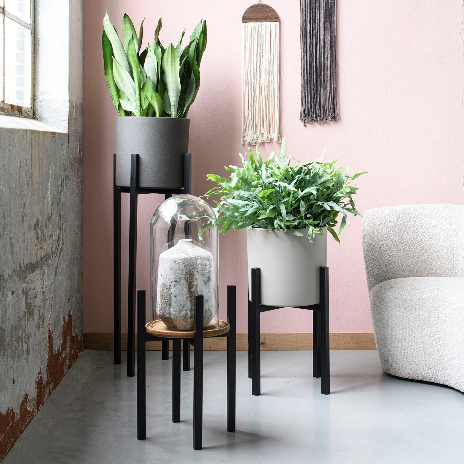 Mica Decorations plantenstandaard Ascot zwart 41,5 x 41,5 x 50 cm