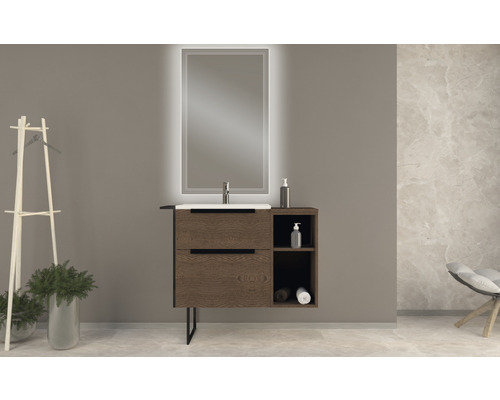 Badkamermeubel Baden Haus Urban BxHxD 60 x 62 x 46 cm Frontkleur: donker essenhoutdecor